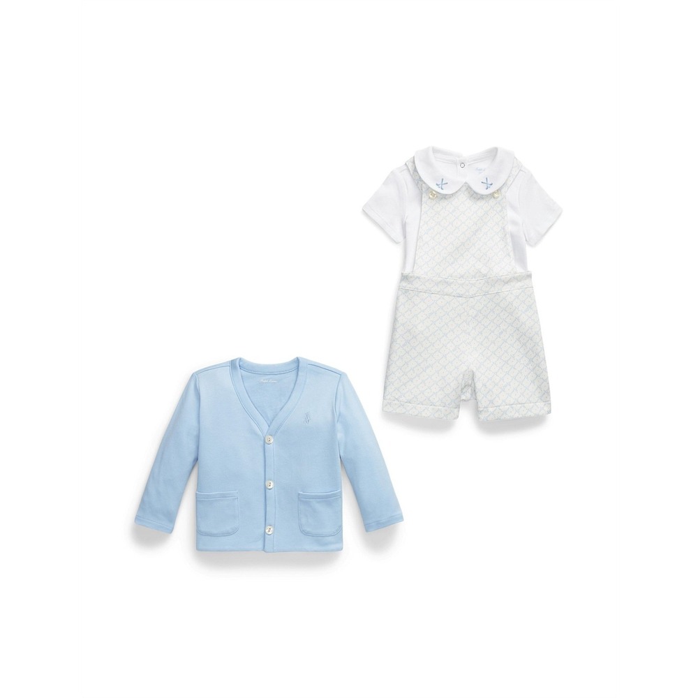 Ralph Lauren Boys‎ Cotton Bodysuit Cardigan & Overall Set golf Size 3 Months New